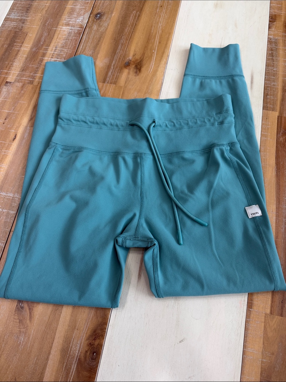 Vuori Teal High-Waist Leggings with Drawstring